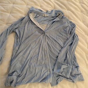 WeWoreWhat Striped Button-Up Shirt and Shorts Soft Pajama Set